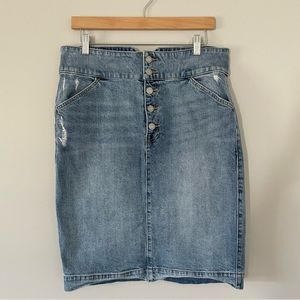 Gap Knee Length Distressed Denim Skirt